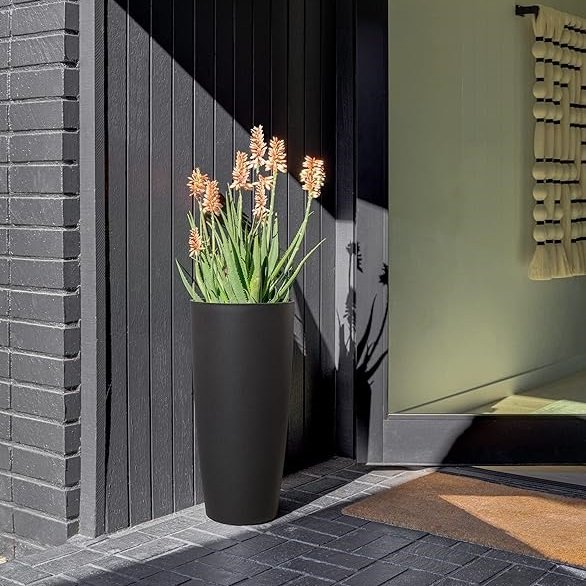 black plastic planters